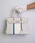 Club Birkin 30 Clemence/Lizard in Gris Perle/White, front view